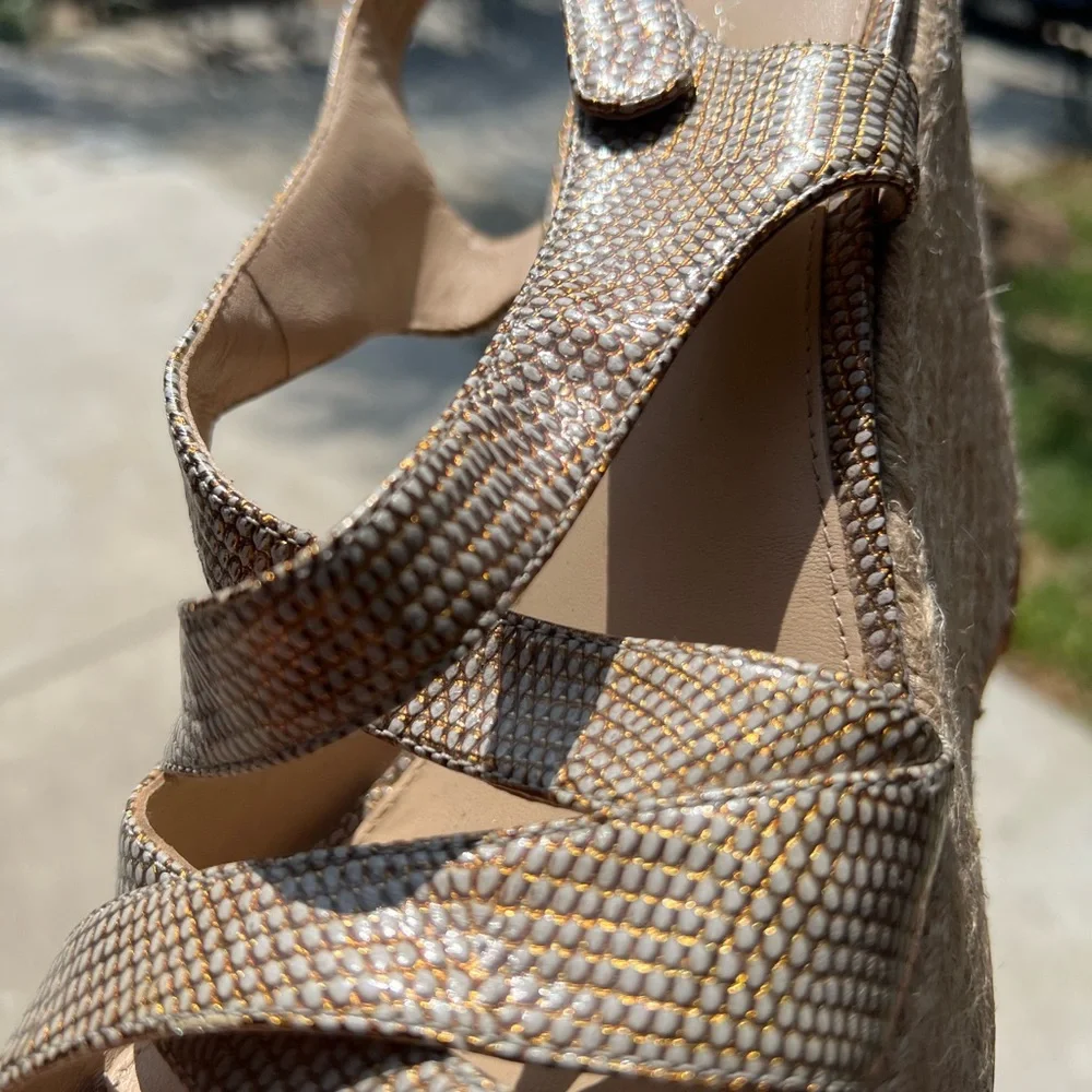 Via Spiga Gold Metallic Leather Espadrille Sandals‎